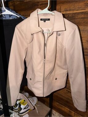 Baccini Women's Light Blush Leather Moto Jacket